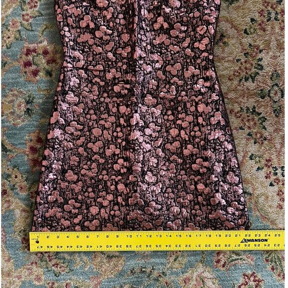 Alice + Olivia Bateau Metallic Bronze/Rose Gold Lamé Jacquard A-Line Mini Dress - Picture 12 of 14